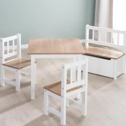 3-tlg. Kindersitzgruppe inkl. 1 Tisch & 2 Stühle - Woody - Natur Weiß