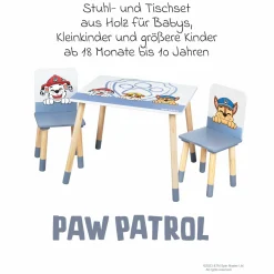 3-tlg. Kindersitzgruppe inkl. 1 Tisch und 2 Stühle - Paw Patrol - Weiß Blau