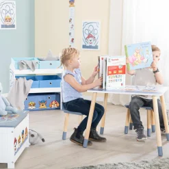 3-tlg. Kindersitzgruppe inkl. 1 Tisch und 2 Stühle - Paw Patrol - Weiß Blau