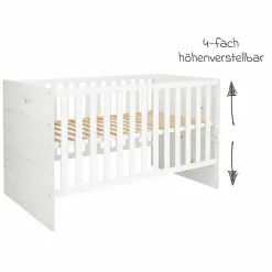 3-tlg Kinderzimmer-Set Lavea mit 3-türigem Schrank, Bett, Wickelkommode mit Wickelaufsatz - White-Oak / Schwarz - Kollektion 2024