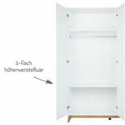 3-tlg Kinderzimmer-Set Lina mit 4-türigem Schrank, Bett, Wickelkommode mit Wickelaufsatz - Kreideweiß / Walnuss-Optik - Kollektion 2024