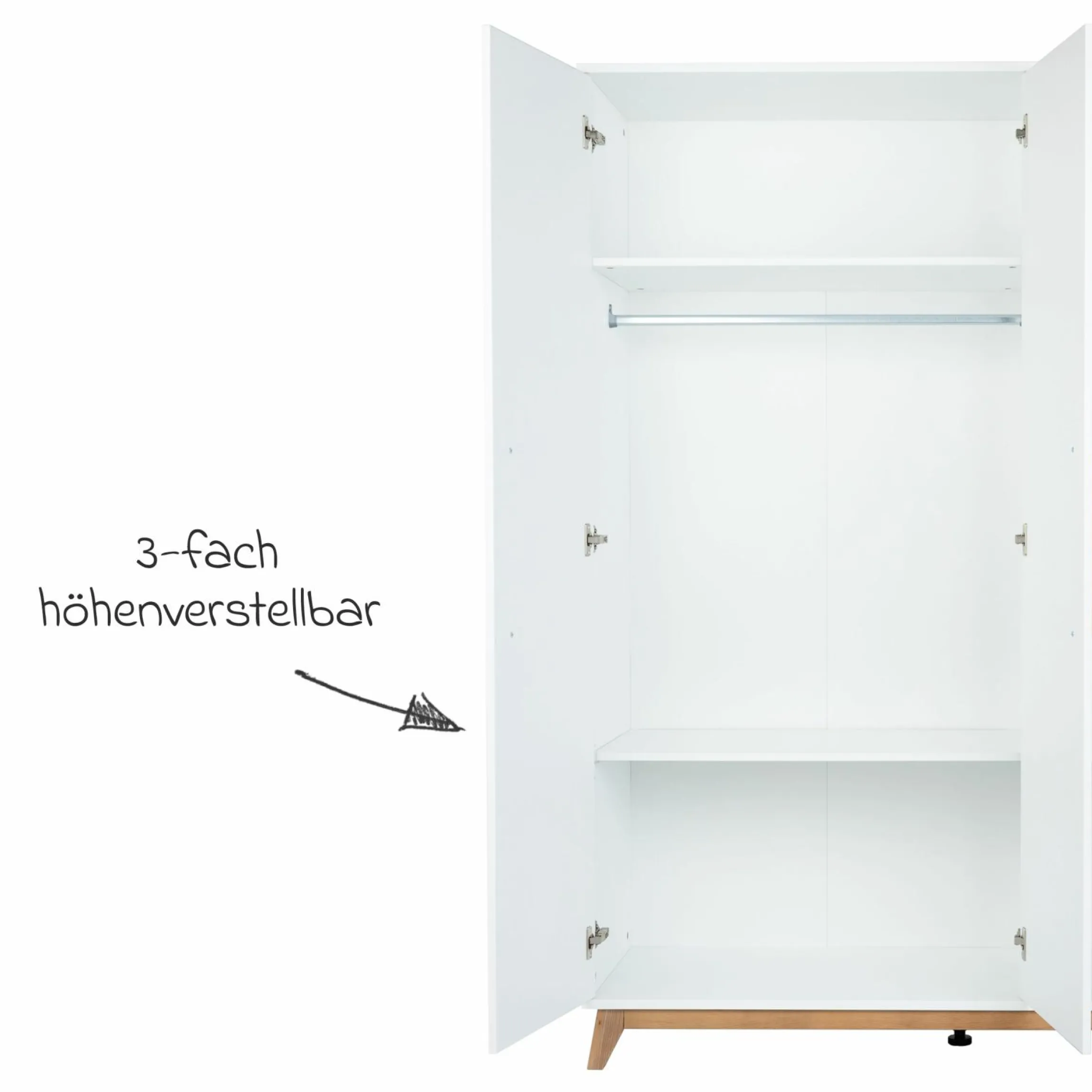 3-tlg Kinderzimmer-Set Lina mit 4-türigem Schrank, Bett, Wickelkommode mit Wickelaufsatz - Kreideweiß / Walnuss-Optik - Kollektion 2024