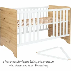 3-tlg Kinderzimmer-Set Marlon mit 3-türigem Schrank, Bett, Wickelkommode mit Wickelaufsatz - Artisan-Oak / Kreideweiß - Kollektion 2024