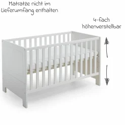 3-tlg Kinderzimmer-Set Thilo mit 3-türigem Schrank, Bett, Wickelkommode mit Wickelaufsatz - Weiß - Kollektion 2024
