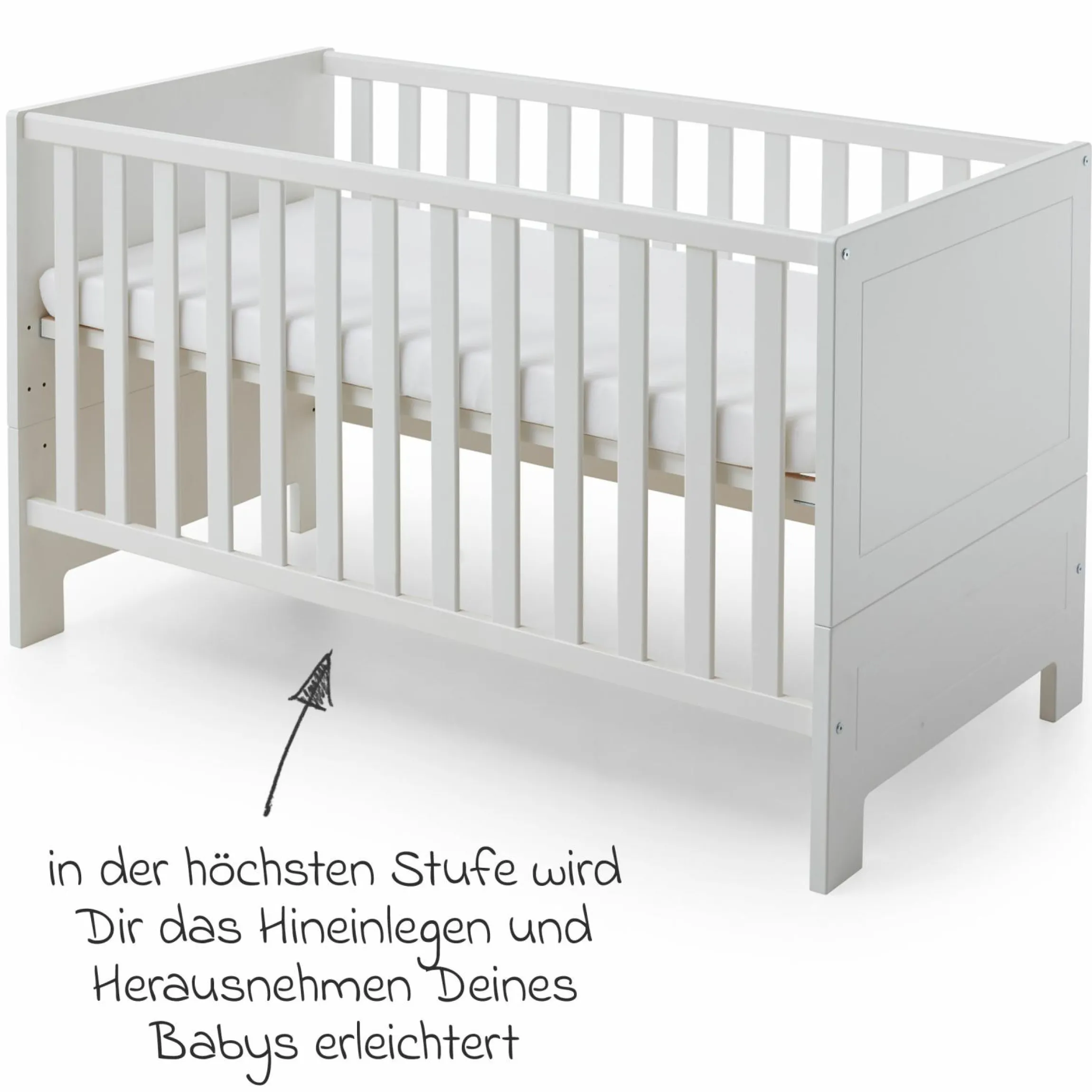 3-tlg Kinderzimmer-Set Thilo mit 3-türigem Schrank, Bett, Wickelkommode mit Wickelaufsatz - Weiß - Kollektion 2024