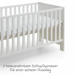 3-tlg Kinderzimmer-Set Thilo mit 3-türigem Schrank, Bett, Wickelkommode mit Wickelaufsatz - Weiß - Kollektion 2024