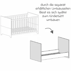 3-tlg Kinderzimmer-Set Thilo mit 3-türigem Schrank, Bett, Wickelkommode mit Wickelaufsatz - Weiß - Kollektion 2024