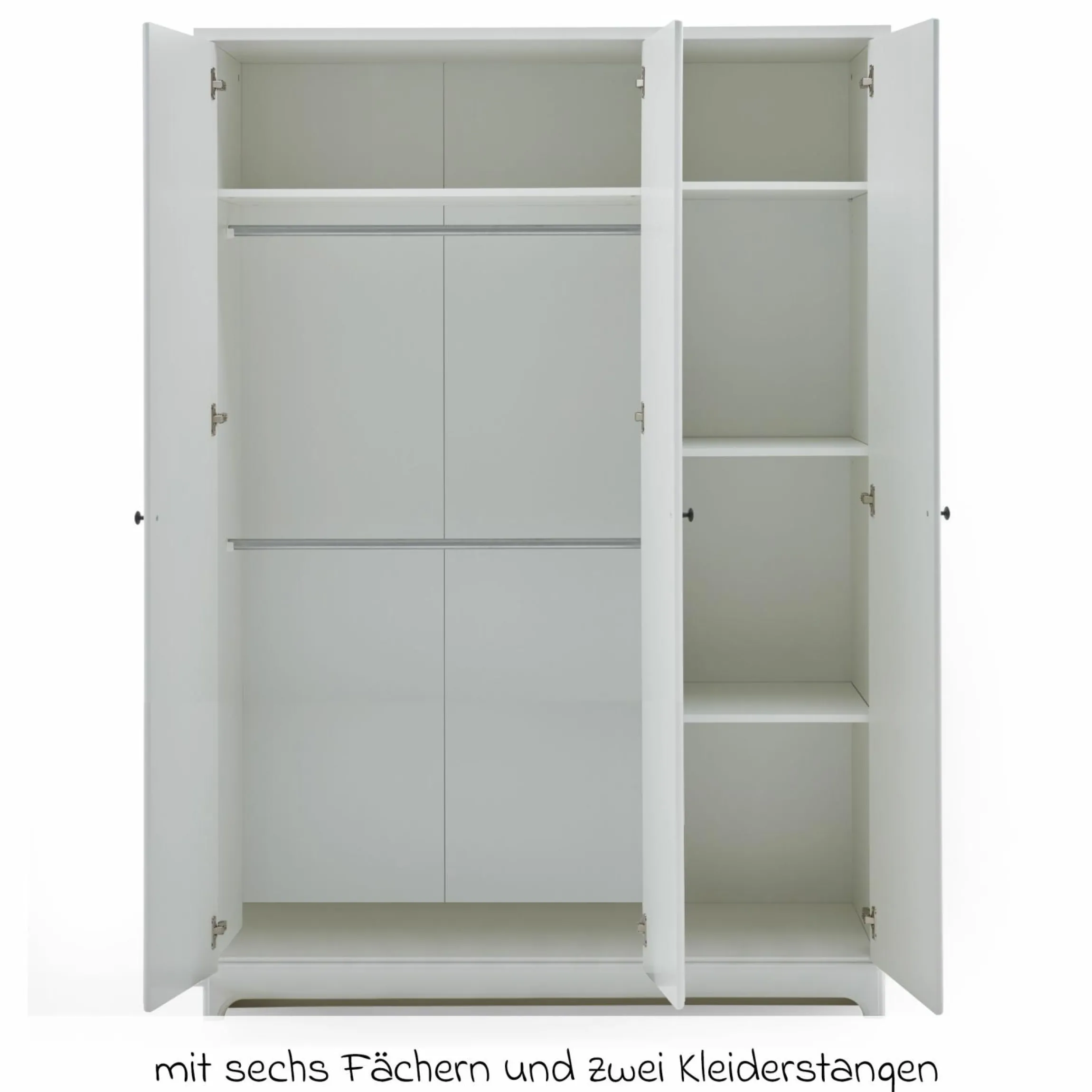 3-tlg Kinderzimmer-Set Thilo mit 3-türigem Schrank, Bett, Wickelkommode mit Wickelaufsatz - Weiß - Kollektion 2024