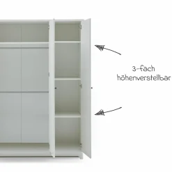 3-tlg Kinderzimmer-Set Thilo mit 3-türigem Schrank, Bett, Wickelkommode mit Wickelaufsatz - Weiß - Kollektion 2024