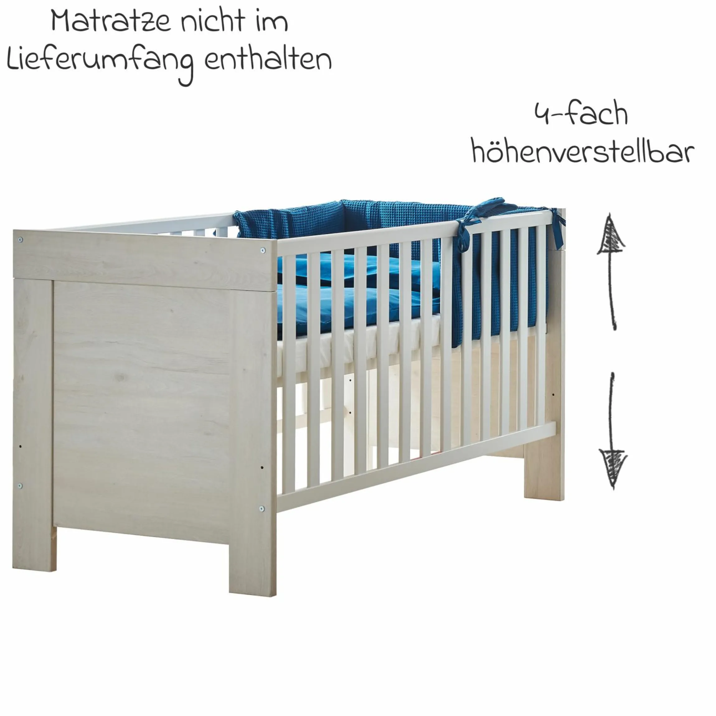 3-tlg Kinderzimmer-Set Til mit 3-türigem Schrank, Bett, extrabreite Wickelkommode mit Wickelaufsatz - Nordic Wood - Kollektion 2024