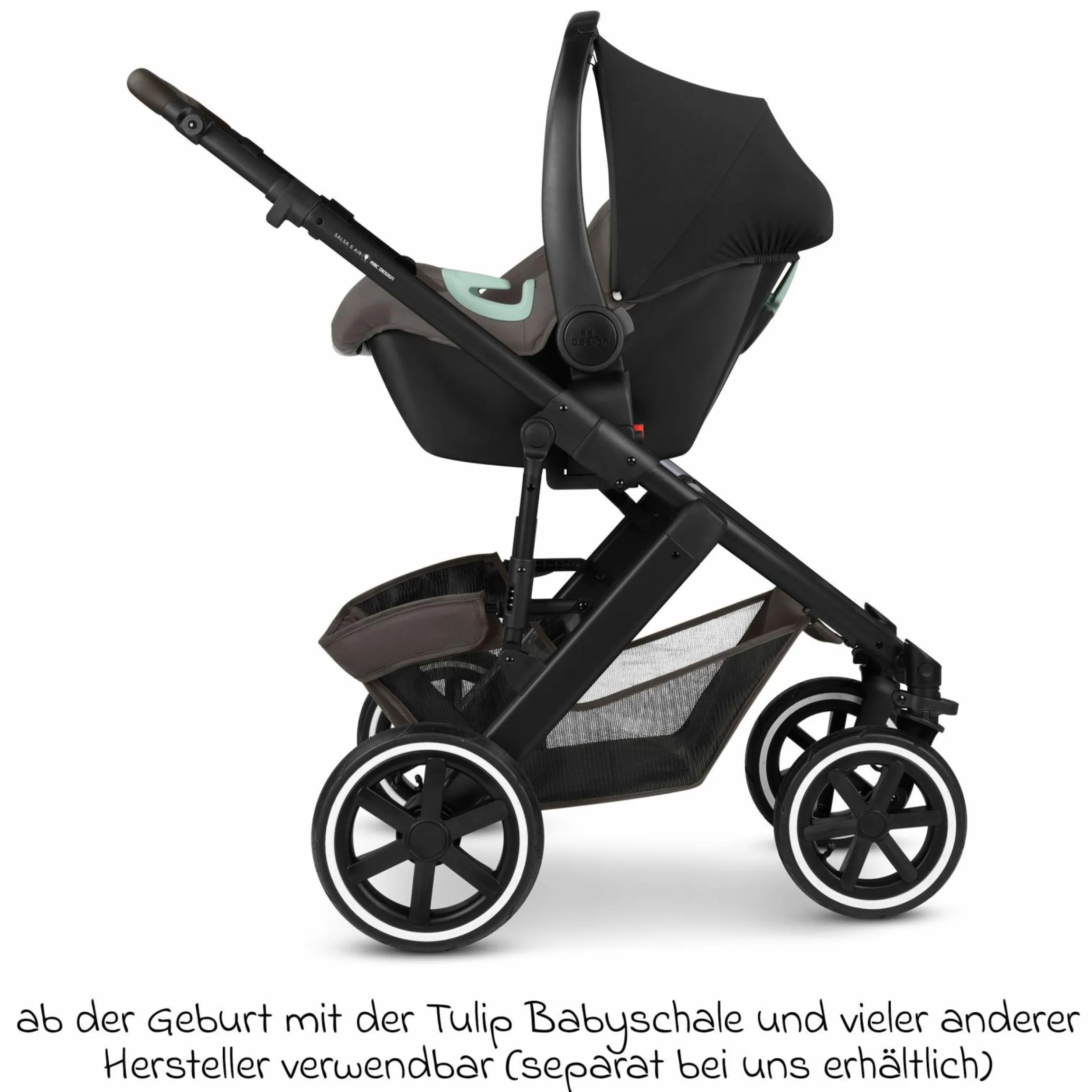 13-tlg. Kombi-Kinderwagen-Set Salsa 5 Air Starter Set inkl. Babywanne, Sportsitz, Tulip, Adapter, Wickeltasche Urban, Fußsack, Spucktücher, Magnetclip, Decke, Regenschutz & Moskitonetz - Pure - Teddy - Kollektion 2025