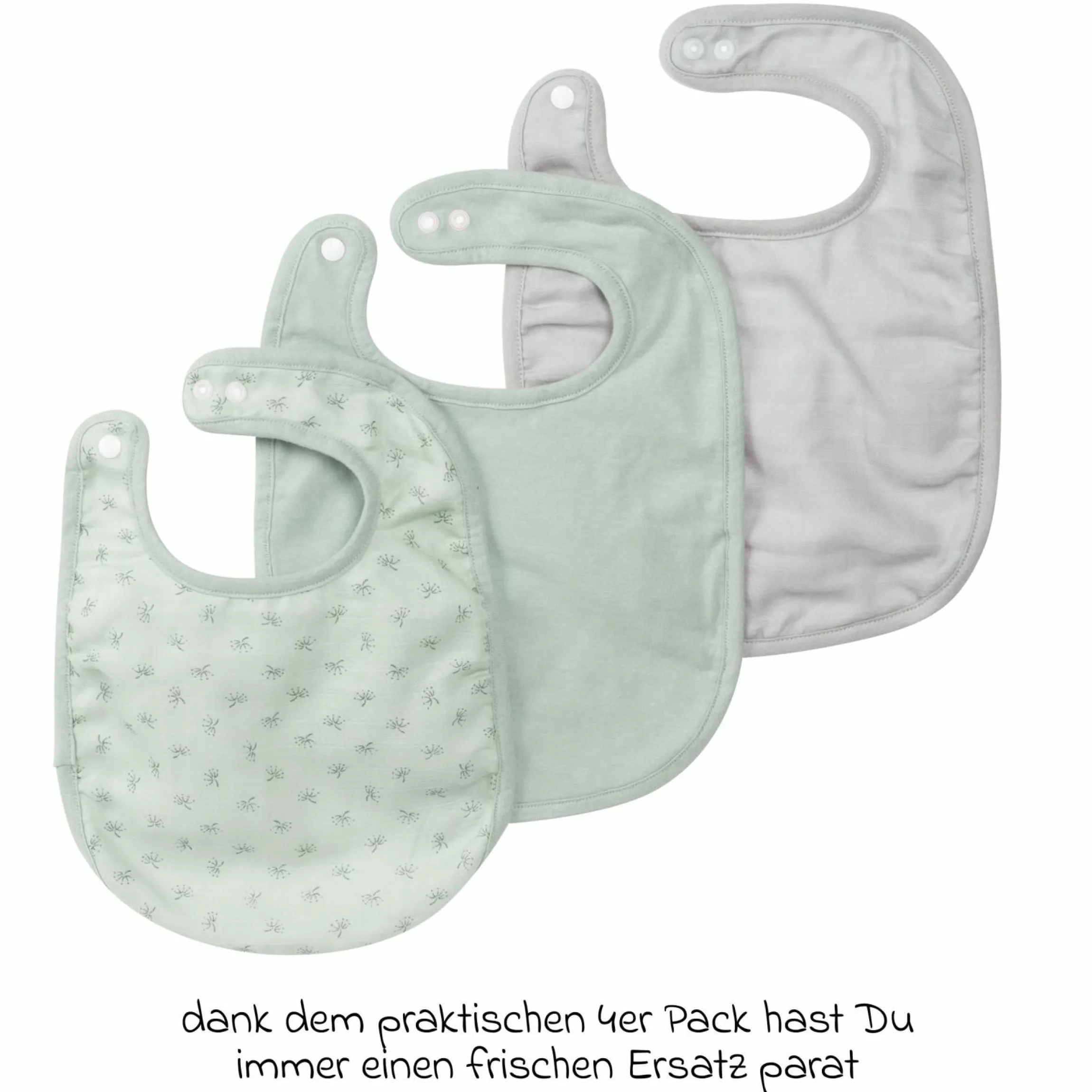 3-tlg. Lätzchen-Set mit Organic Bio-Baumwolle GOTS - Lil Planet - Frosty Green