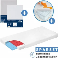4-tlg. Matratzen-Set für Kinderbett 70x140 cm - Babybettmatratze Bamboo Pro + Betteinlage + 2 Spannbettlaken