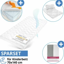 6-tlg. Matratzen-Set für Kinderbett 70x140cm - Babymatratze Air Allround + Steppbett-Set + Betteinlage + 2 Spannbettlaken
