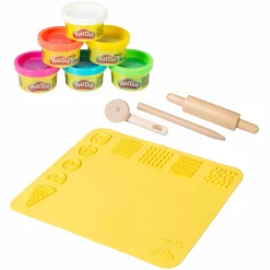10-tlg Nachhaltiges Spielset Roba + Play-Doh mit Bastelmatte 30 x 40 cm, 6 Dosen Knetmasse, Teigrolle, Pizzaschneider & Modelierwerkzeug - Kollektion 2025