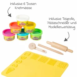 10-tlg Nachhaltiges Spielset Roba + Play-Doh mit Bastelmatte 30 x 40 cm, 6 Dosen Knetmasse, Teigrolle, Pizzaschneider & Modelierwerkzeug - Kollektion 2025