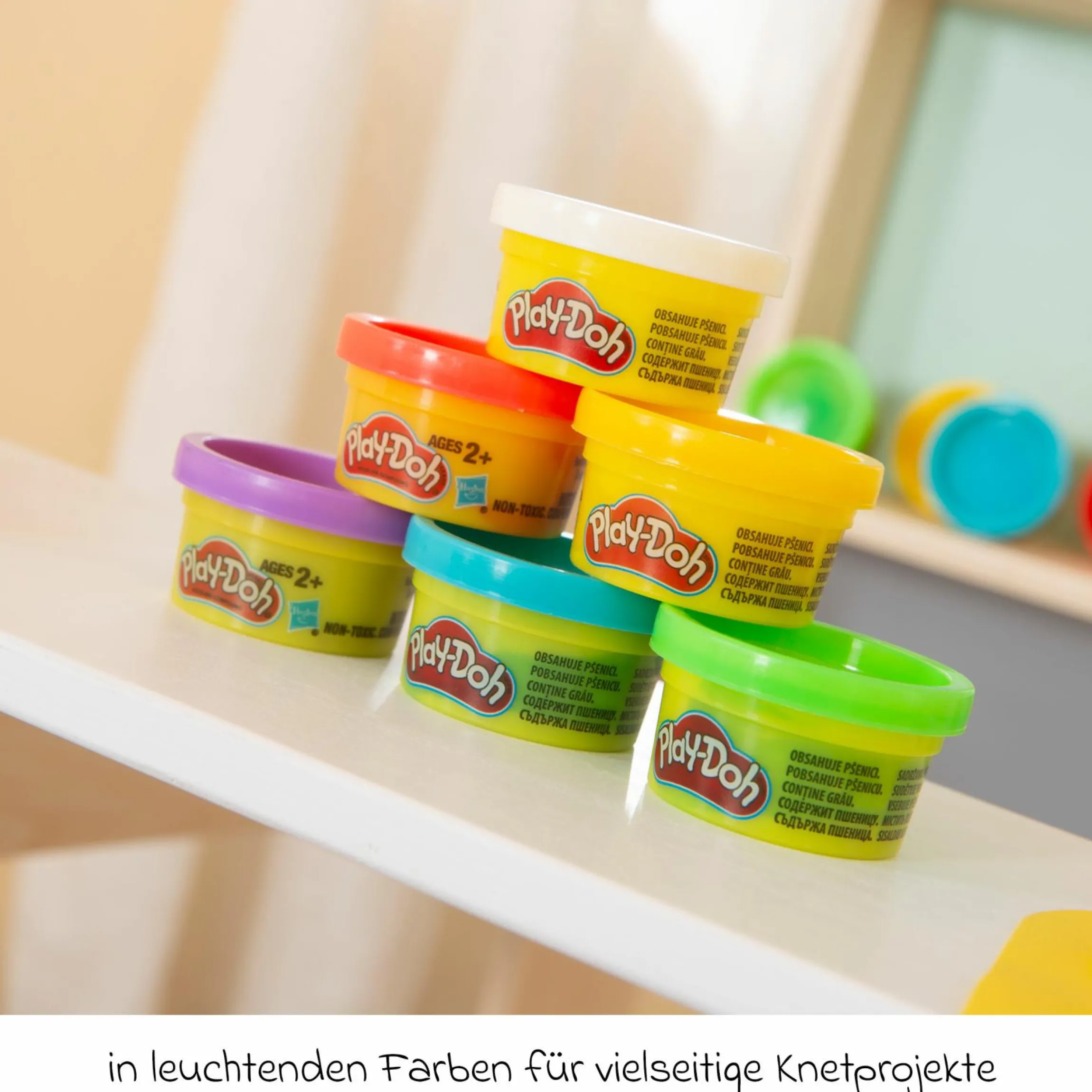10-tlg. Nachhaltiges Spielset Roba + Play-Doh mit Bastelmatte 14,5 x 30 cm, 6 Dosen Knetmasse, Teigrolle, Pizzaschneider & Modelierwerkzeug