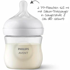 6-tlg. Neugeborenen-Starter-Set Natural Response - 4 PP-Flaschen mit Silikon-Sauger + Schnuller Ultra Soft 0-6M + Flaschenbürste