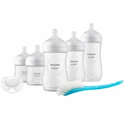 7-tlg. Neugeborenen-Starter-Set Natural Response - 5 PP-Flaschen mit Silikon-Sauger + Schnuller Ultra Soft 0-6M + Flaschenbürste
