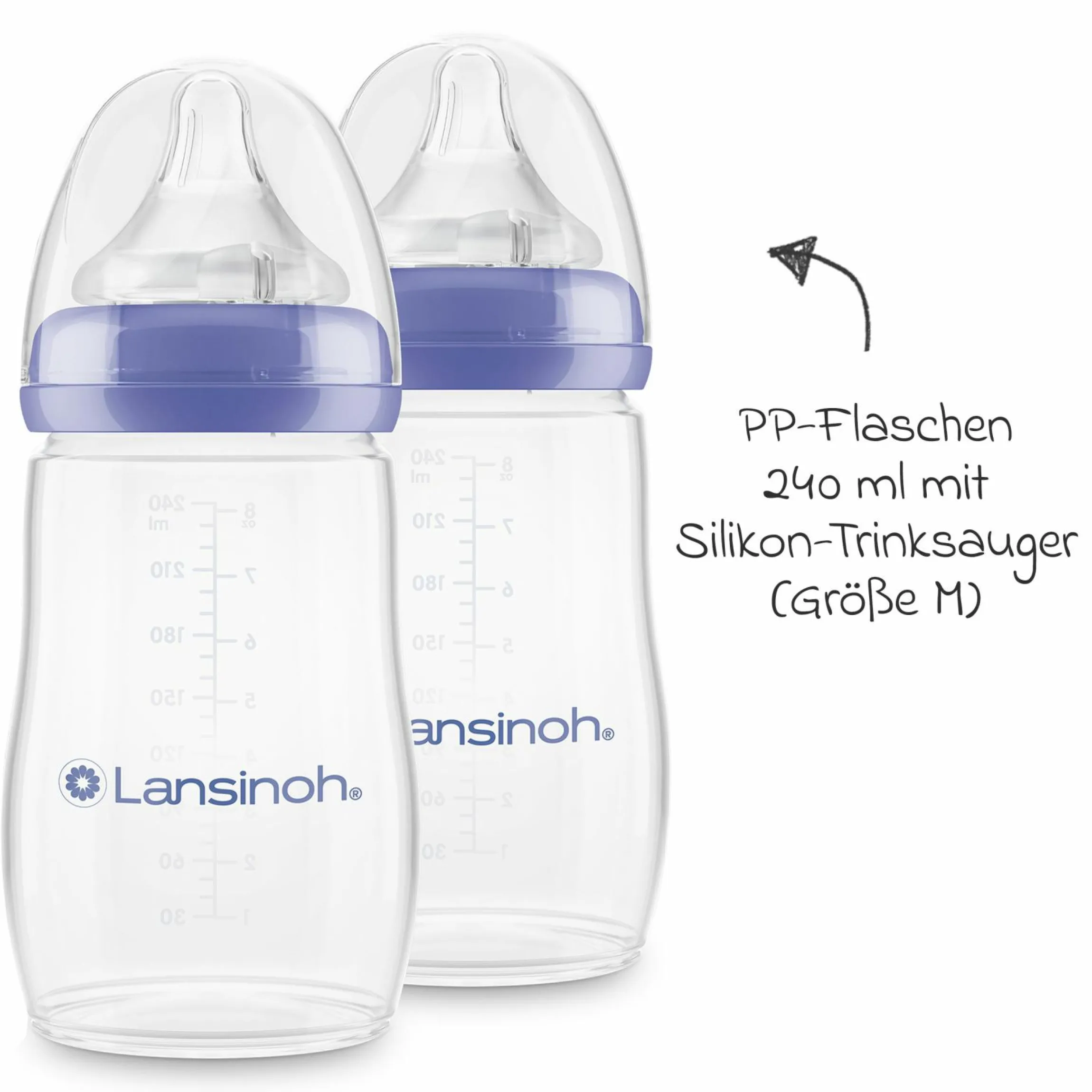 9-tlg. PP-Flaschen-Set mit NaturalWave® Trinksauger Gr. S & M + 3 Spucktücher