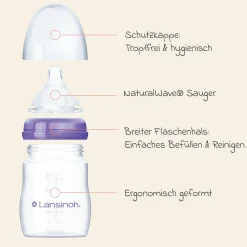 9-tlg. PP-Flaschen-Set mit NaturalWave® Trinksauger Gr. S & M + 3 Spucktücher