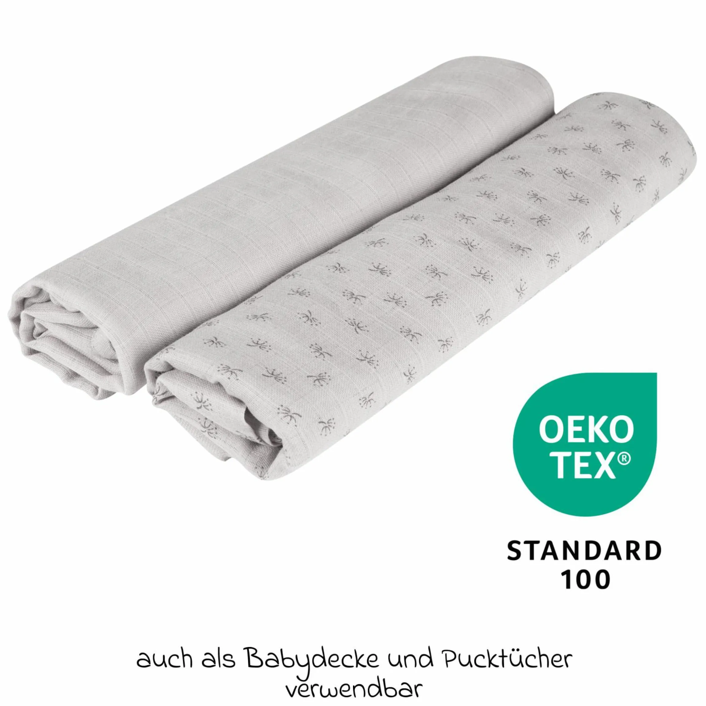2-tlg. Puck- und Stilltuch-Set aus 100% Organic Bio-Baumwolle GOTS - Lil Planet - Grau