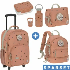 5-tlg. Reise-Set - inkl. Trolley + Washbag + Rucksack + Lunchbox + Trinkflasche - Happy Prints - Caramel