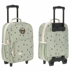 5-tlg. Reise-Set - inkl. Trolley + Washbag + Rucksack + Lunchbox + Trinkflasche - Happy Prints - Light Olive