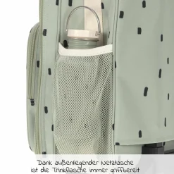 5-tlg. Reise-Set - inkl. Trolley + Washbag + Rucksack + Lunchbox + Trinkflasche - Happy Prints - Light Olive