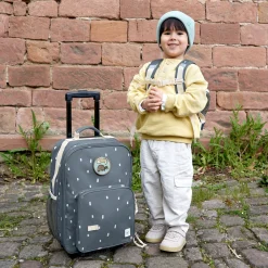 3-tlg. Reise-Set - inkl. Trolley + Washbag + Rucksack - Happy Prints - Midnight Blue
