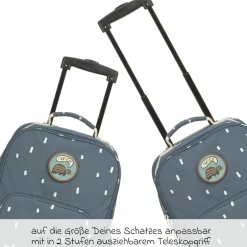 5-tlg. Reise-Set - inkl. Trolley + Washbag + Rucksack + Lunchbox + Trinkflasche - Happy Prints - Midnight Blue