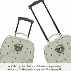 3-tlg. Reise-Set - inkl. Trolley + Washbag + Rucksack - Happy Prints - Light Olive
