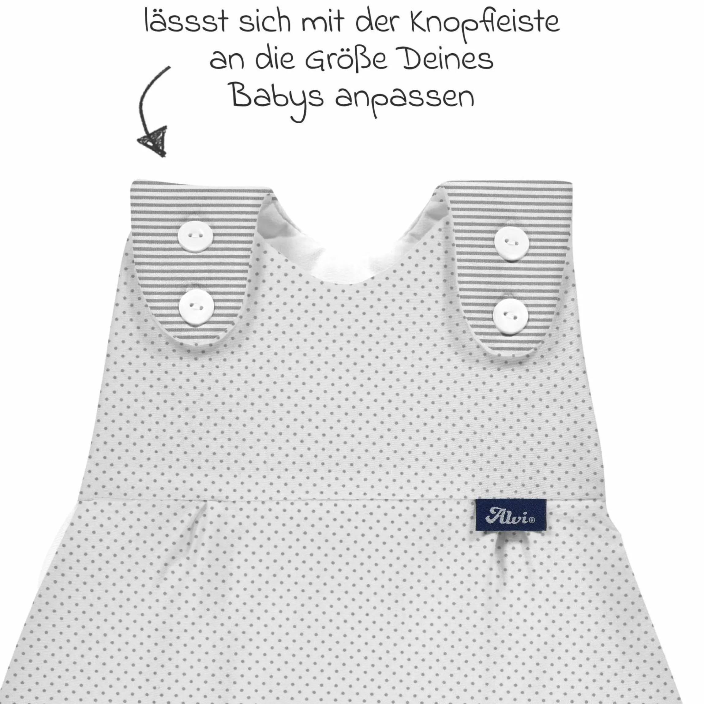 2-tlg. Schlafsack Baby-Mäxchen - Dots - Grey - Gr. 50/56