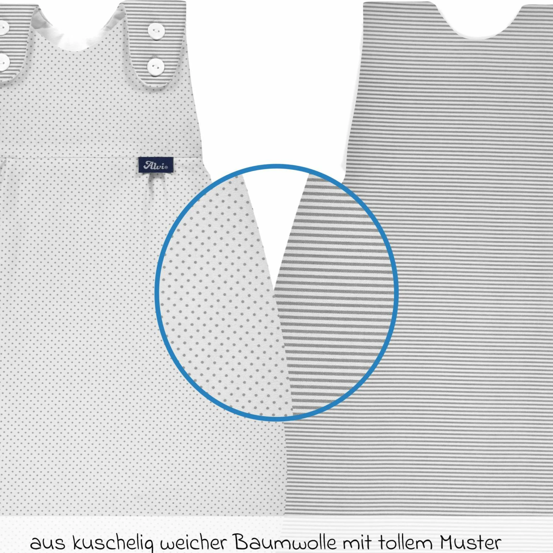2-tlg. Schlafsack Baby-Mäxchen - Dots - Grey - Gr. 50/56