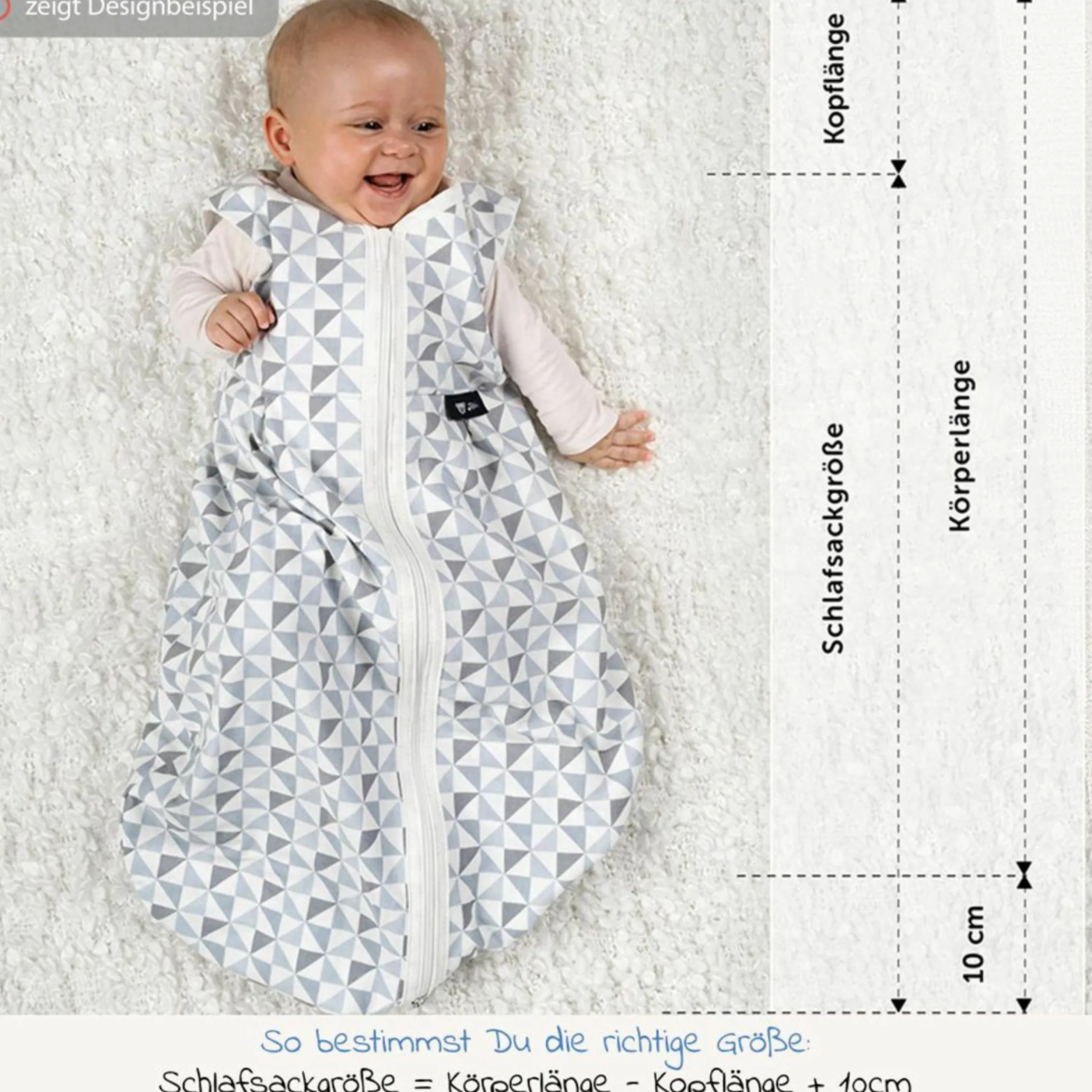 2-tlg. Schlafsack Baby-Mäxchen - Dots - Grey - Gr. 50/56