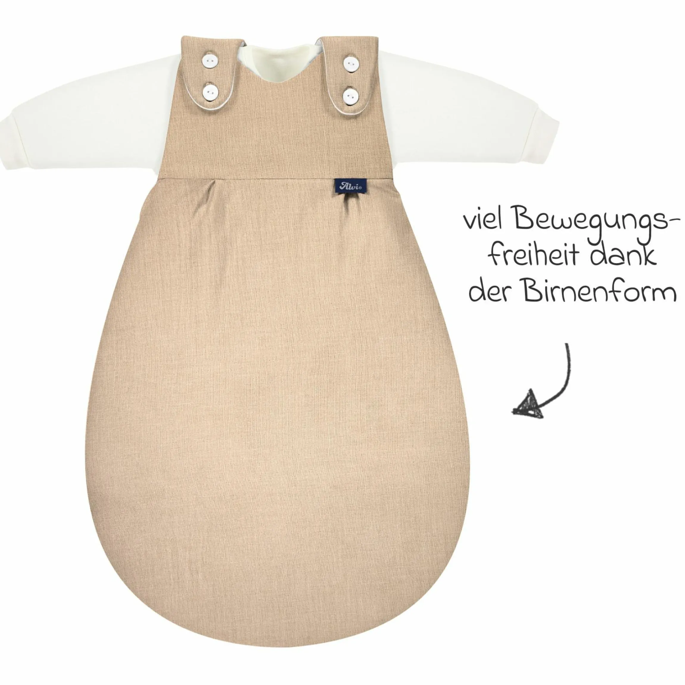 2-tlg. Schlafsack Baby-Mäxchen 4 Season Mull - Sand-Beige - Gr. 50/56
