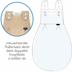 2-tlg. Schlafsack Baby-Mäxchen 4 Season Mull - Sand-Beige - Gr. 50/56