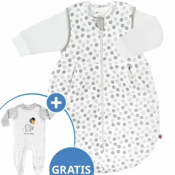 2-tlg. Schlafsack-Set - Circle Weiß Grau + GRATIS Strampler mit Shirt - Let's have a Party - Gr. 62/68