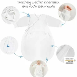 2-tlg. Schlafsack-Set - Circle Weiß Grau + GRATIS Strampler mit Shirt - Let's have a Party - Gr. 62/68