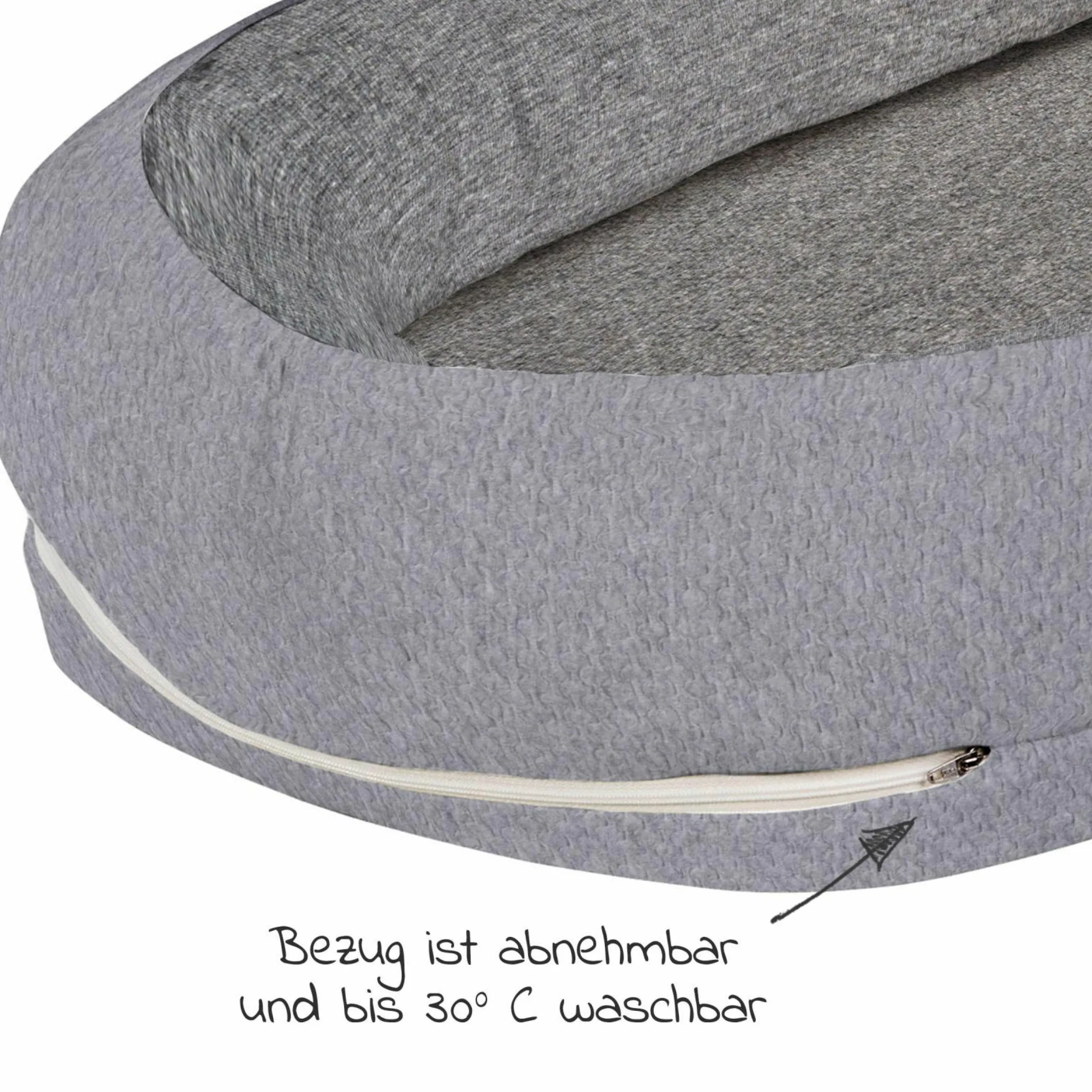 8-tlg. Schlummer-Set - Nestchen + 3 Bodys + Strampelsack + 3 Kratzfäustlinge - Grau Weiß