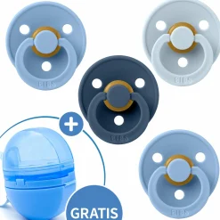 5-tlg. Schnuller-Set - 4 Latex-Schnuller Colour 0-6 M + GRATIS Schnullerbox - Sky Blue Baby Blue Steel Blue