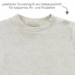 3-tlg. Set Langarmshirt, Wickelshirt & Jogginghose - Beige Melange - Gr. 74