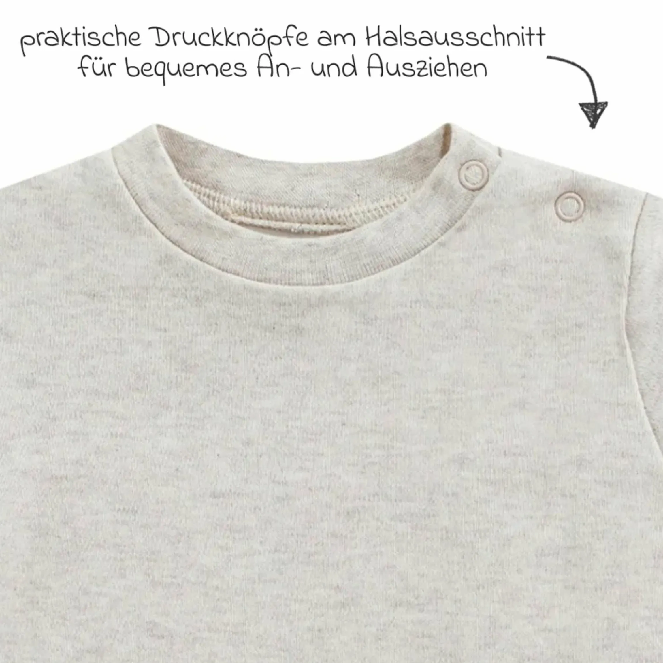 3-tlg. Set Langarmshirt, Wickelshirt & Jogginghose - Beige Melange - Gr. 74