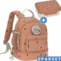2-tlg. Set Rucksack Mini Backpack & Edelstahl-Brotdose Lunchbox - Happy Prints - Caramel