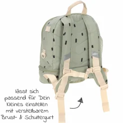 2-tlg. Set Rucksack Mini Backpack & Edelstahl-Brotdose Lunchbox - Happy Prints - Light Olive