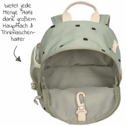 2-tlg. Set Rucksack Mini Backpack & Edelstahl-Brotdose Lunchbox - Happy Prints - Light Olive