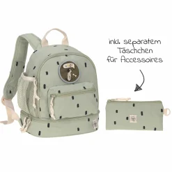 2-tlg. Set Rucksack Mini Backpack & Edelstahl-Brotdose Lunchbox - Happy Prints - Light Olive