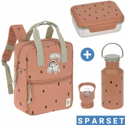 3-tlg. Set Rucksack Mini Square Backpack + Brotdose + Trinkflasche - Happy Prints - Caramel