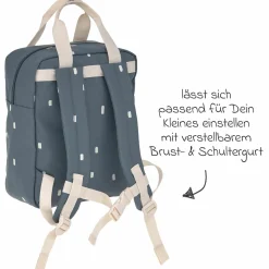 3-tlg. Set Rucksack Mini Square Backpack + Brotdose + Trinkflasche - Happy Prints - Midnight Blue