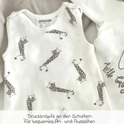 2-tlg. Set Strampler & Shirt - Giraffe & Elefant - Offwhite - Gr. 68